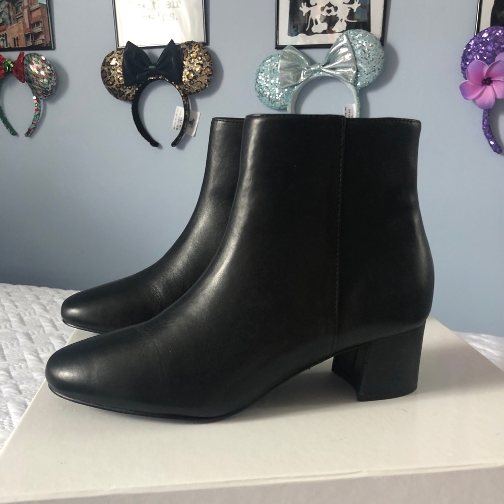 Genuine leather ankle heel boots
